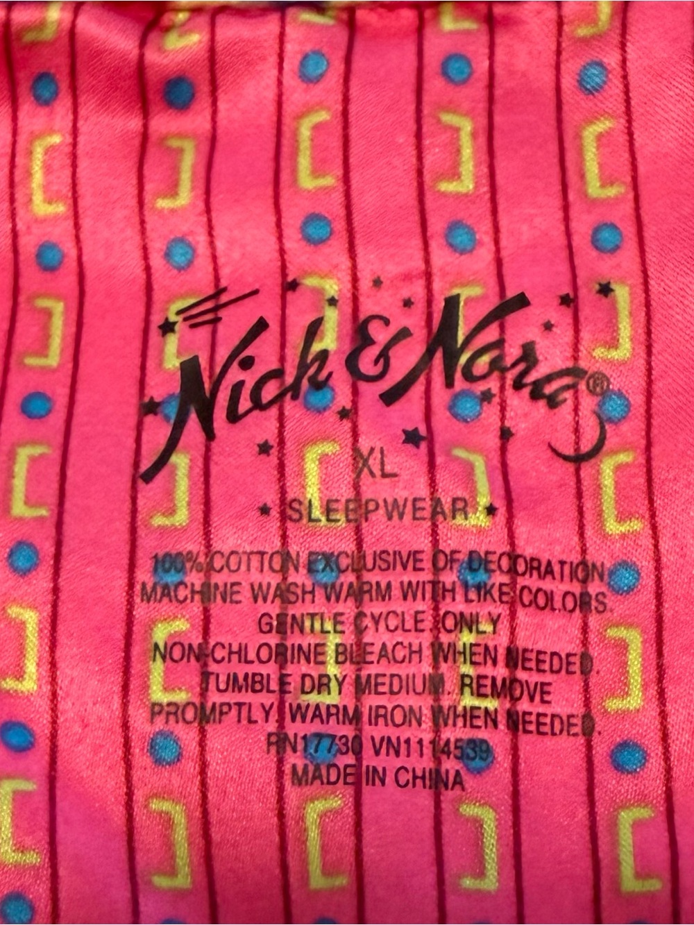 Nick and Nora Bright Pink Paisley Flannel Pajamas - Picture 5 of 5
